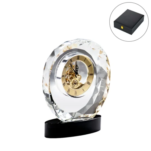 Round Crystal Clock Awards with Oval Glass Base