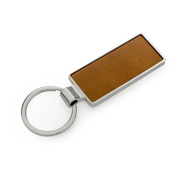 Silver Shiny Metal Keychains with PU Leather Plate