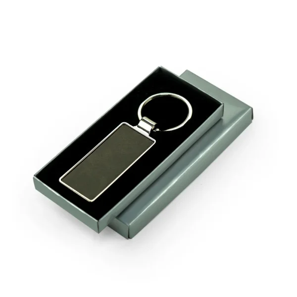 Silver Shiny Metal Keychains with PU Leather Plate - Image 2