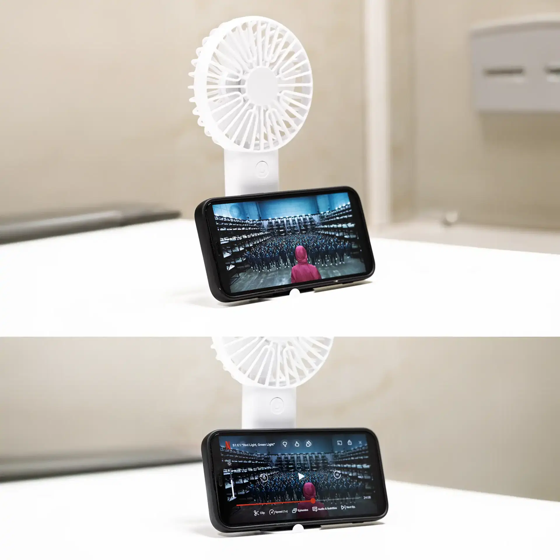 Smart Portable Rechargeable Desk Fan with Mobile Holder - Image 3