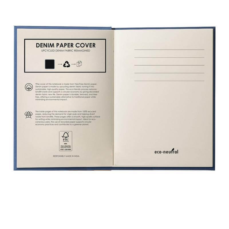 Eco-neutral Denim Paper Cover A5 Notebook - Image 3