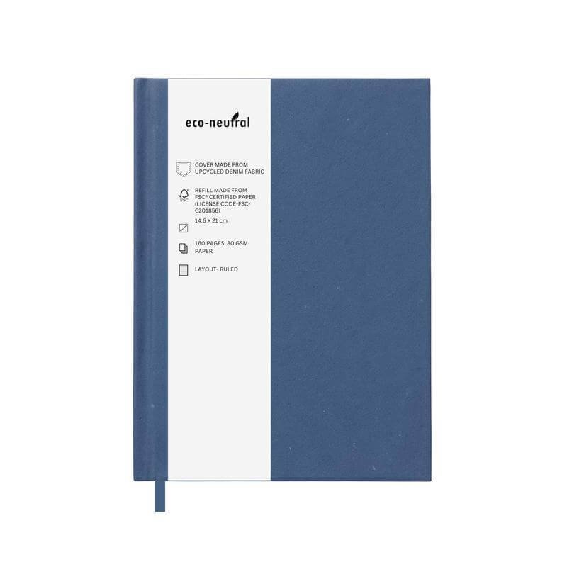Eco-neutral Denim Paper Cover A5 Notebook - Image 4