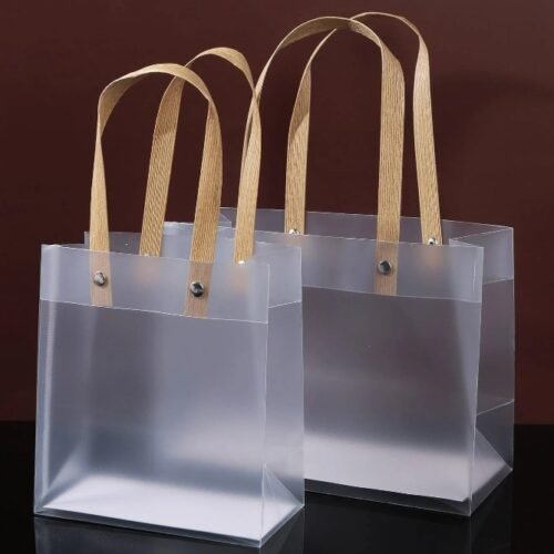 Transparent Gift Bag With Handles Clear Frosted PP Bags