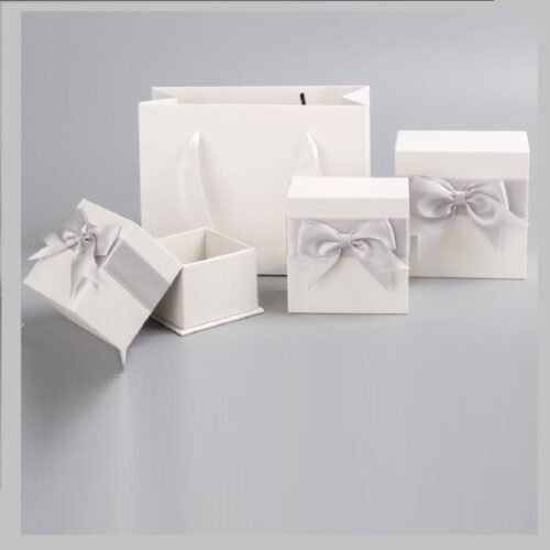 White Color Jewelry Gift Boxes With Satin Ribbon