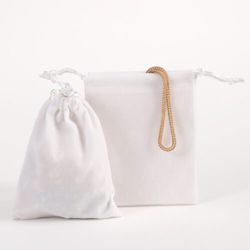 White Color Velvet Drawstring Pouches