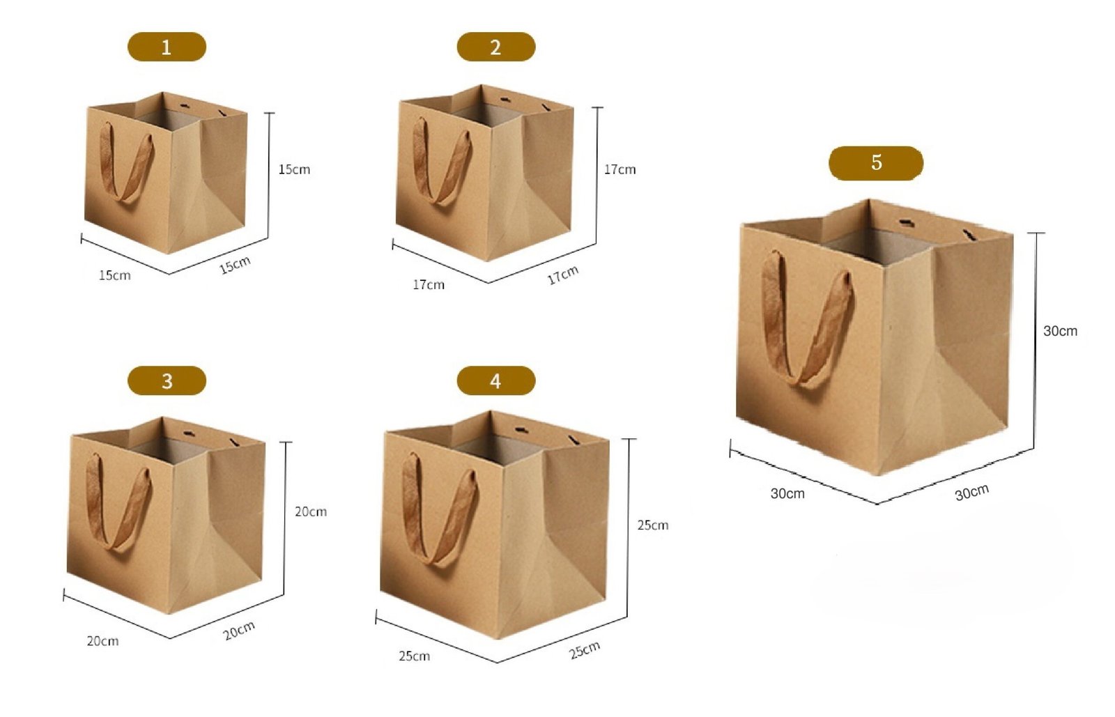 Square Base Tpye Kraft Paper Bags - Image 3