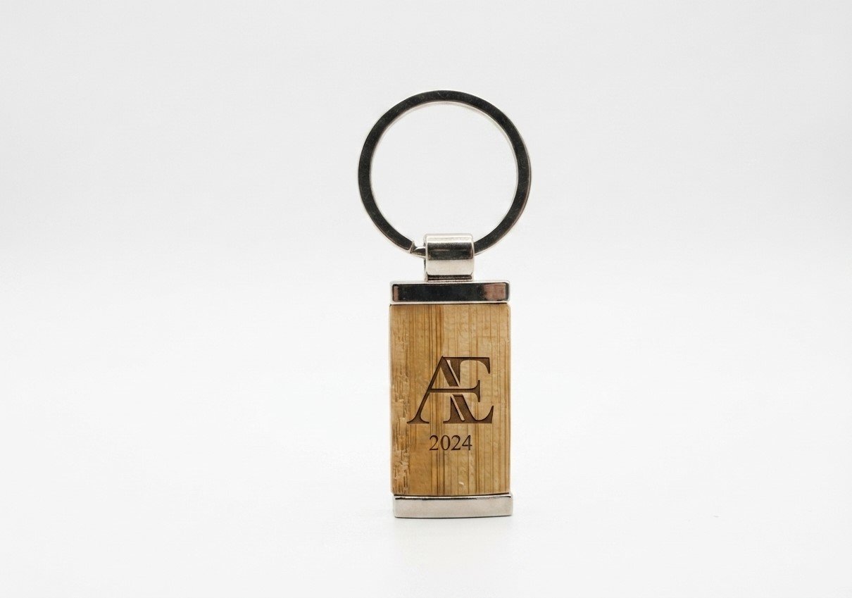 Bamboo and Metal Keychains