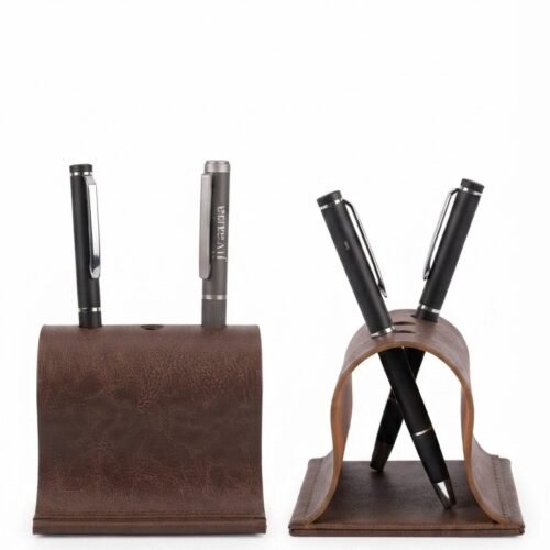 Pu leather desk pen holder made up of pu and board