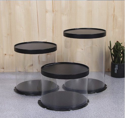 Black Round Transparent Cake Box