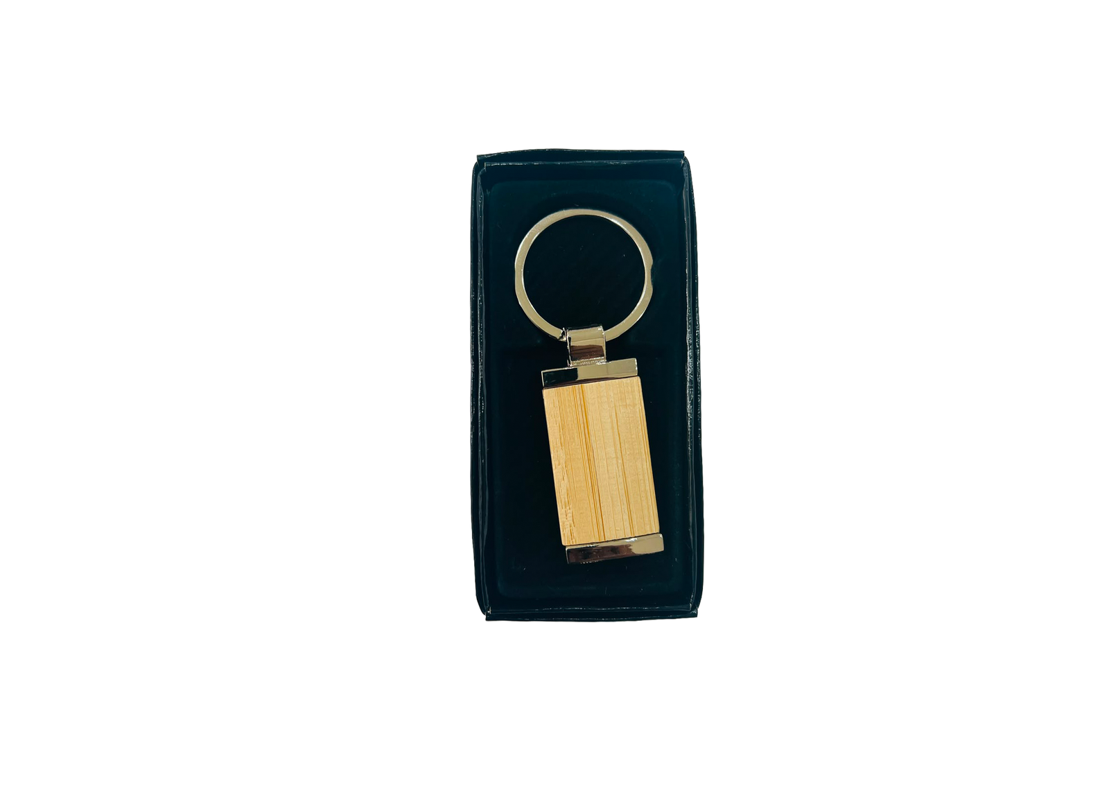 Bamboo and Metal Keychains - Image 2