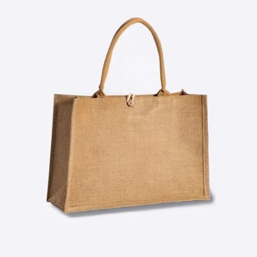 Linen Pu Coating Reusable Jute Shopping Bag Beach Blonde Handbags Canvas Tote Bags