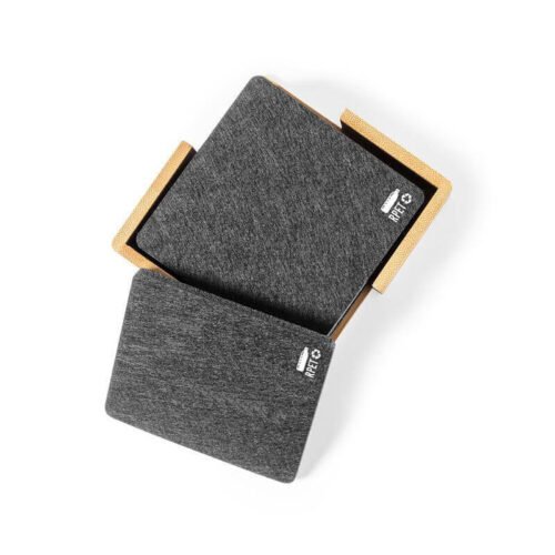 eco-neutral RPET Coasters with Bamboo Stand