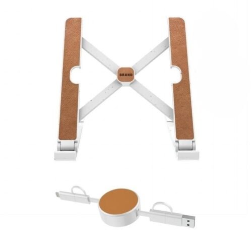 Laptop Stand and retractable cable - White