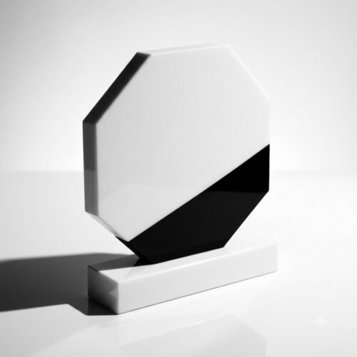 White Marble Octagonal Crystal Award