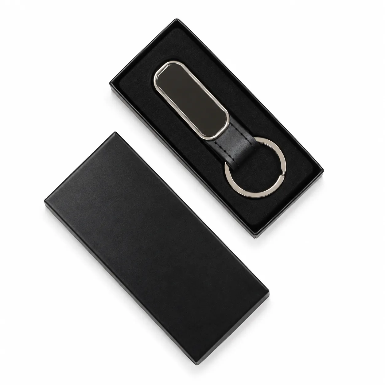 Silver Tag Leather Strap Keychain - Image 3