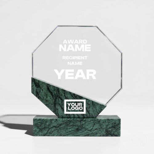 Green Marble Octagonal Crystal Award