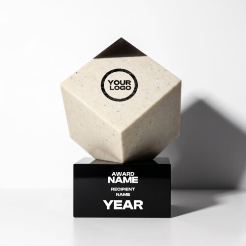 Diamond Corner Crystal Award with Black Base