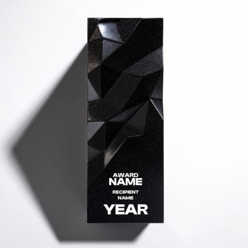 Black Geometric Faceted Crystal Award