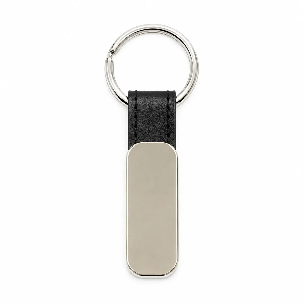 Silver Tag Leather Strap Keychain - Image 2