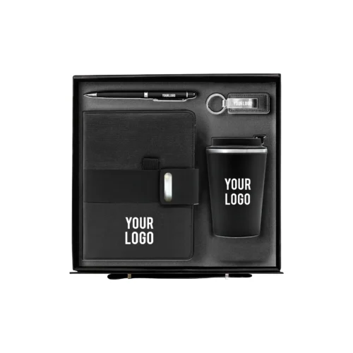 Black Corporate Gift Set with custom logo branding, Dubai UAE