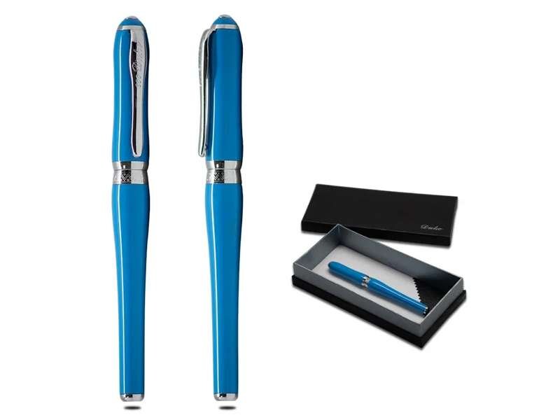 Blue Pen with Silver Chrome Trimmings - Image 2