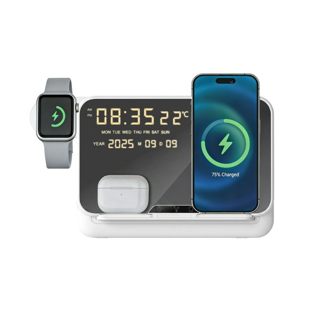 5 in 1 Wireless Fast Charging Station with Display Clock - Image 2