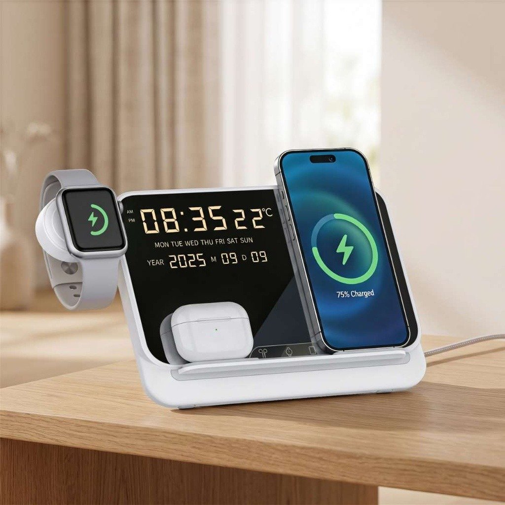 5 in 1 Wireless Fast Charging Station with Display Clock - Image 6