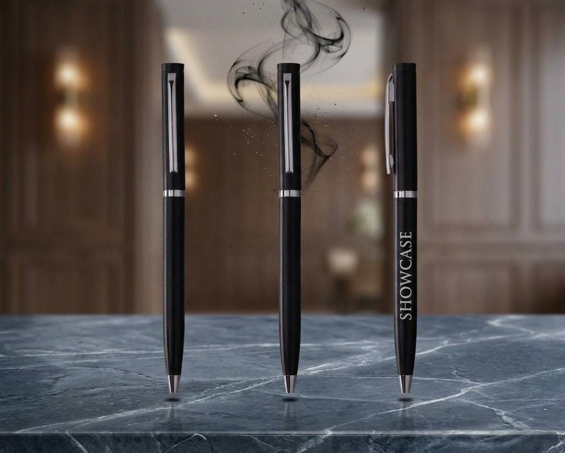 Thin Metal Pen with Chrome Ring - Image 2