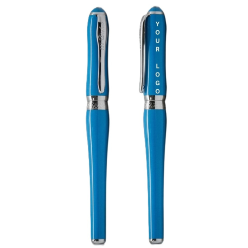Blue Pen with Silver Chrome Trimmings