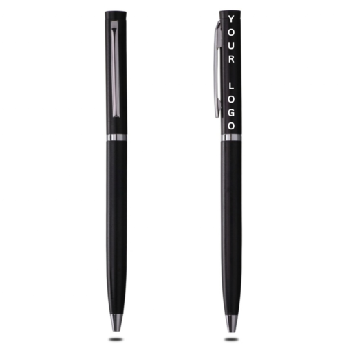 Thin Metal Pen with Chrome Ring