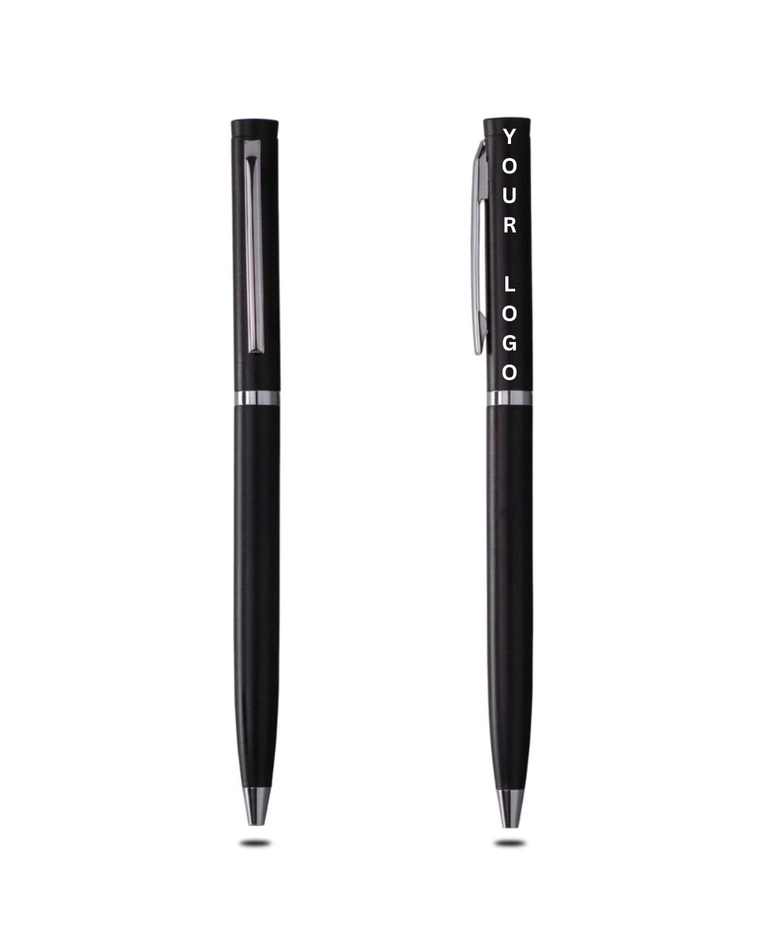 Thin Metal Pen with Chrome Ring