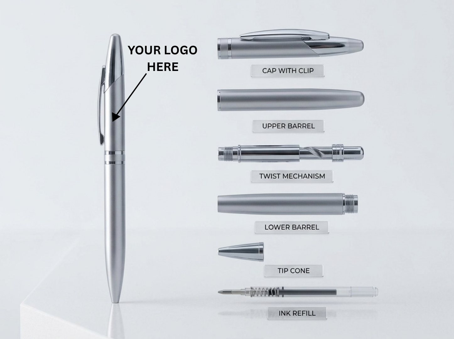 Light Metal Silver Ball Point Pen - Image 2