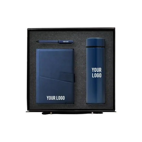 Blue Corporate Gift Set with custom logo branding, Dubai UAE